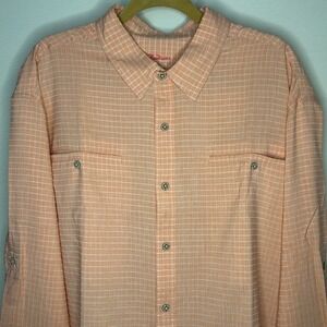 Rail Riders Sundowner Shirt Coral Long Sleeve Plaid Button Up Mens 2X NWT Casual